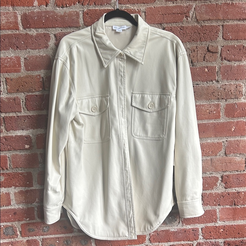 Good American Faux Leather Button down